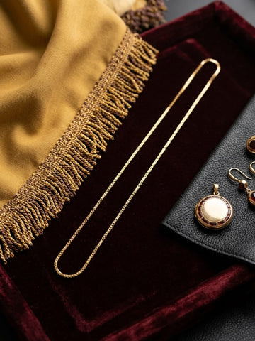 Vintage-Inspired Gold Box Chain Necklace – Elegant Long Link Chain with Optional Locket Set